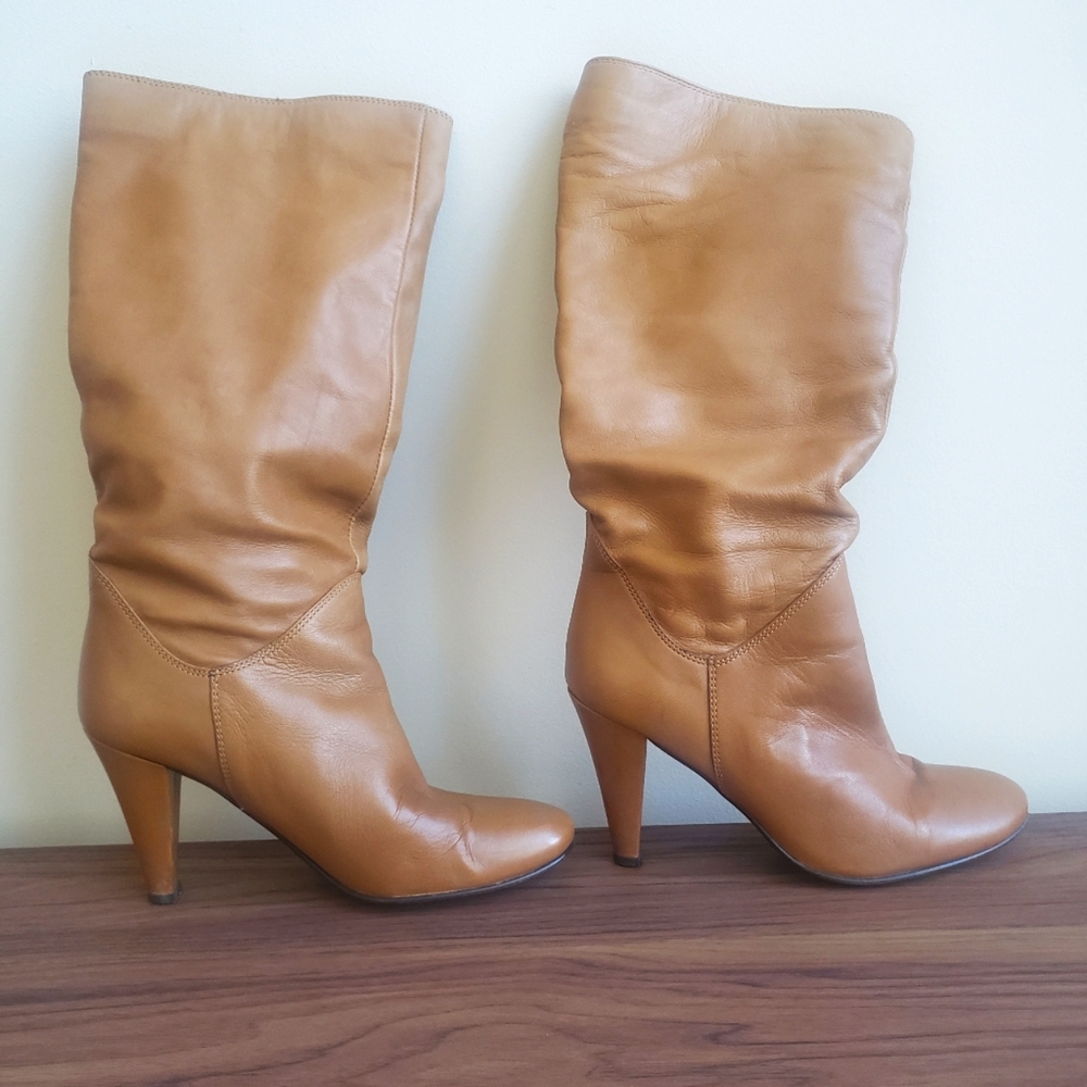 Tan/Light Brown Knee High Leather Boots
